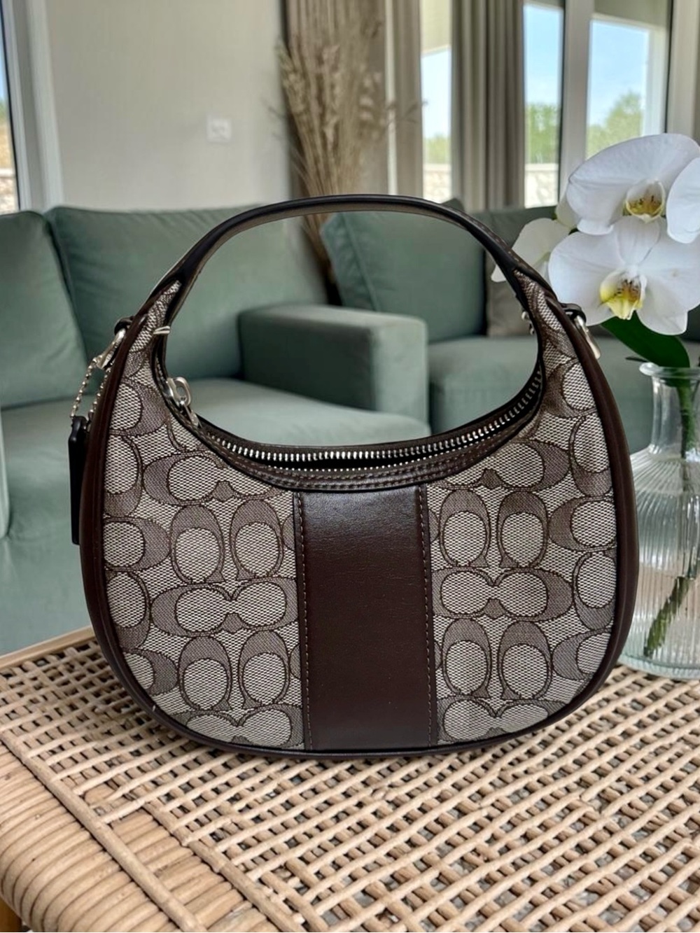 COACH Carmen Mini Signature Jacquard in Oak/Maple - Picture 3 of 8